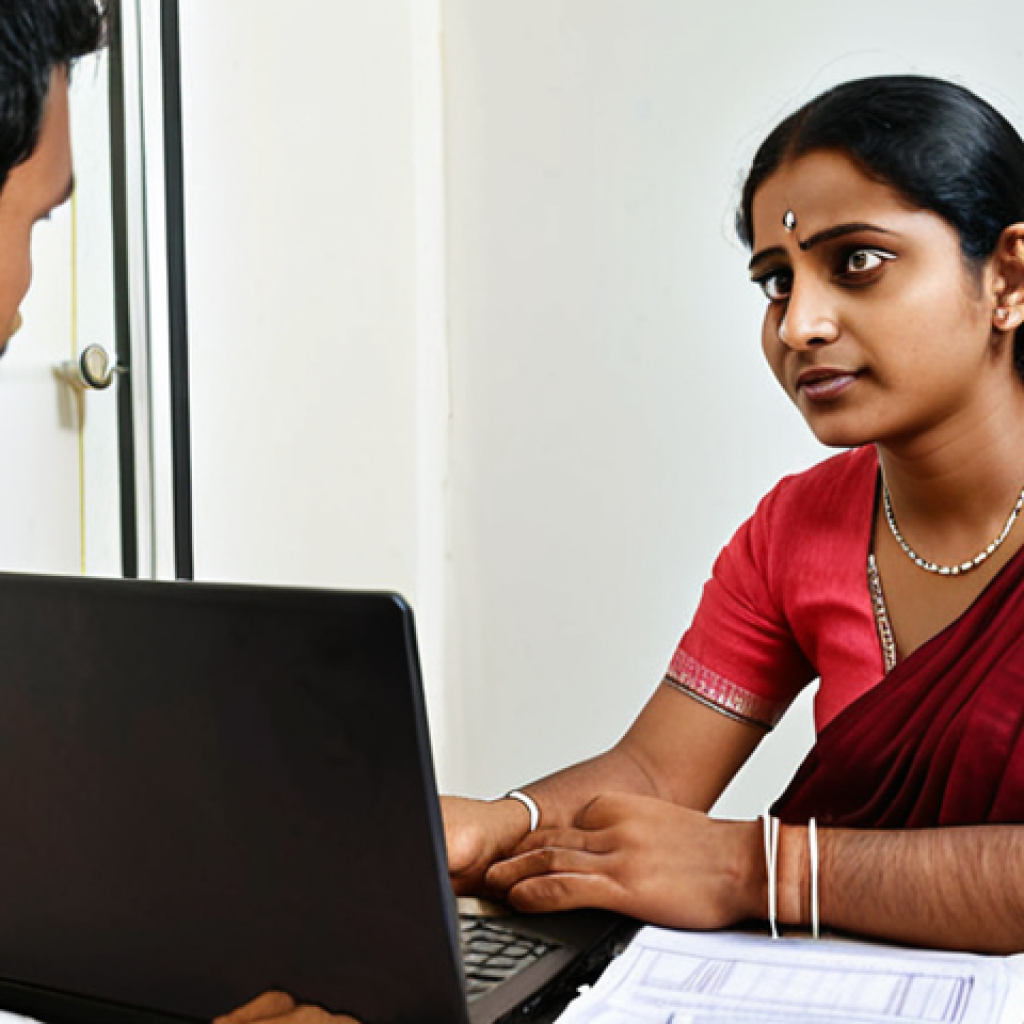 Confident Translator Negotiating Rate**

A Bengali translator sitting at a table, confidently negotiating their rate with a client. The translator is professional looking, with a laptop in front of them. The client looks receptive but is considering the price. The scene conveys a sense of professional value and self-assurance. Focus on realistic details and clear communication. The background can be a modern office setting.

**