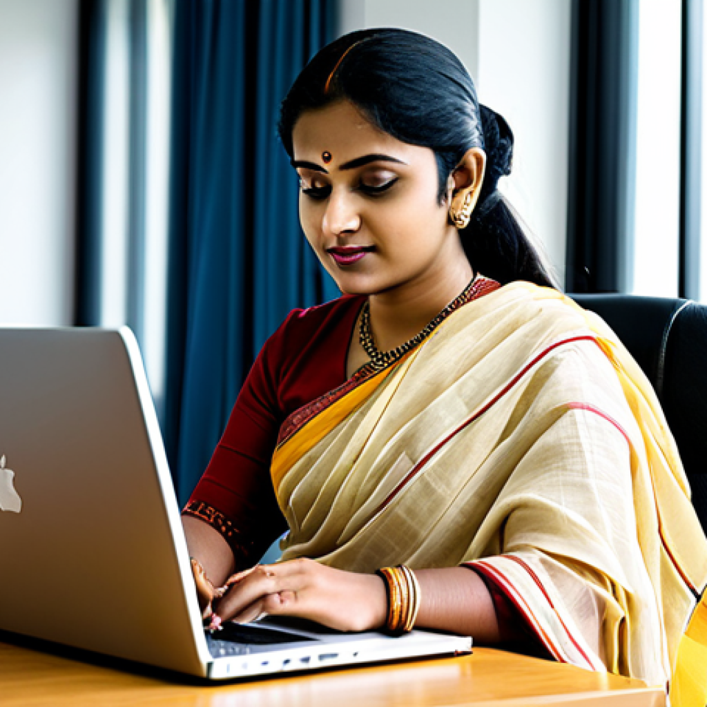 **

A professional Bengali woman, fully clothed in a traditional, modest sari, working on a laptop in a bright, modern office.  Clean background, safe for work, appropriate content, perfect anatomy, natural proportions, professional, high quality.

**