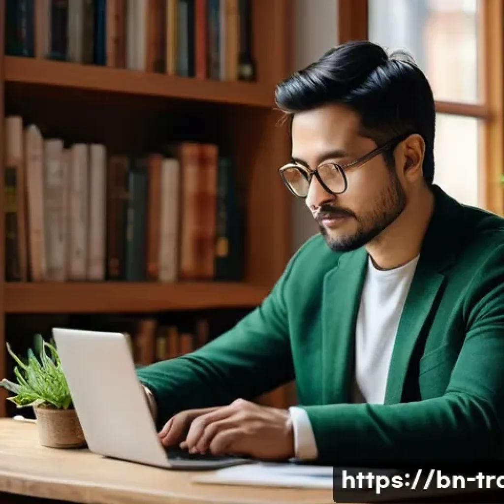 번역사 직업 만족도를 높이는 방법 - **Prompt:** A focused professional translator, a person in their late 30s, with a warm, content expr...