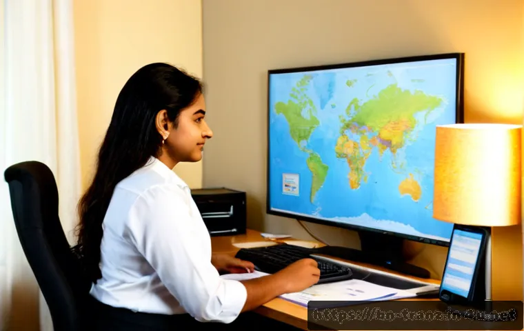 번역사로서의 해외 취업 전략 - Photorealistic career strategy scene for a Bengali-speaking translator seeking overseas employment: ...
